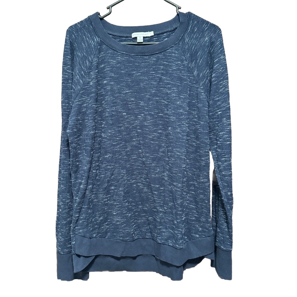 Threads 4 Thought Womens Blue Space Dye Raglan Sweatshirt Thumbholes Large‎
